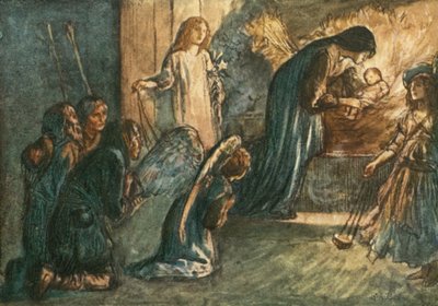 しかし、見てください！聖母の祝福は彼女のベイブを休ませました 作： Robert Anning Bell